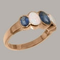 thumbnail image 3 of LBG British Made 9k Rose Gold Real Genuine Sapphire & Opal Womens Band Ring - 33 size options - Size 5.75, 3 of 6