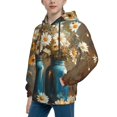 thumbnail image 2 of Fotbe Rustic Daisy Mason Jars Pattern Youth Pullover Hooded Sweatshirt, Boys Hoodie, Kangaroo Pocket Hoodie for Kids Girls -Large, 2 of 6