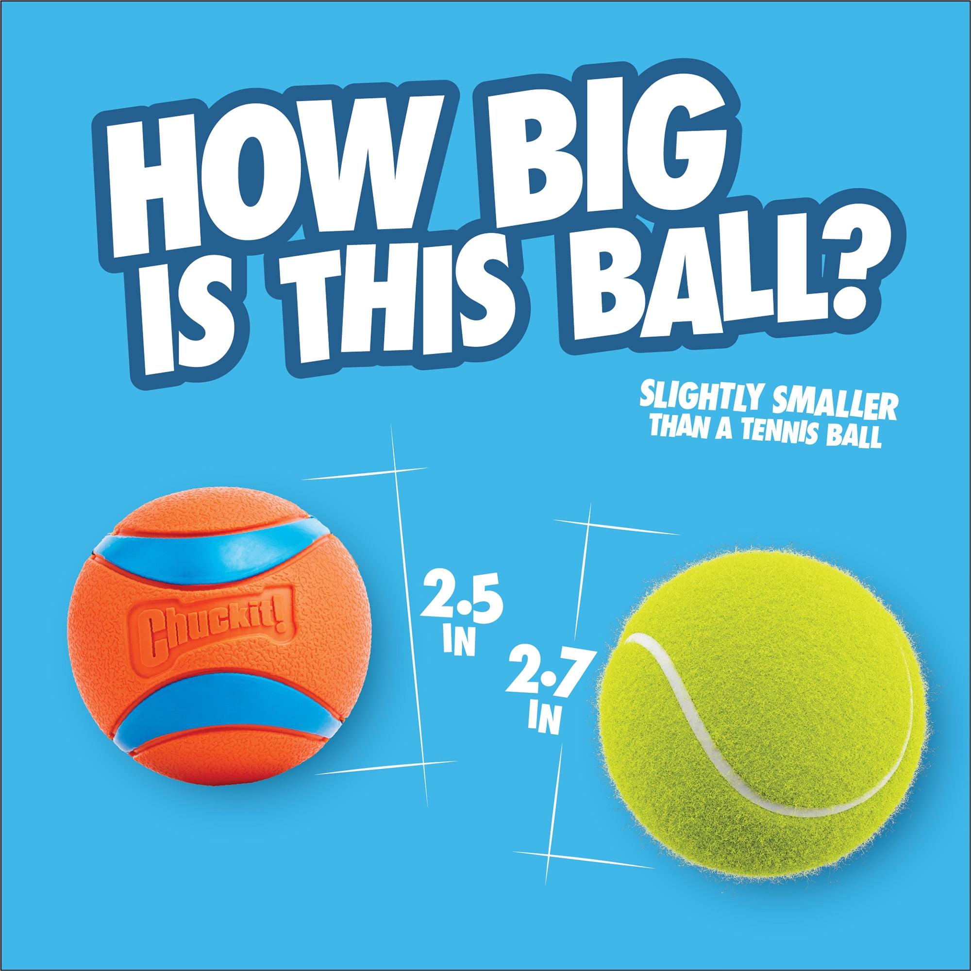 Chuckit! Ultra 18M Dog Ball Launcher Fetch Toy for Dogs, 18" Long Comes with Medium 2.5" Balls, for Pets 20 to 60 lbs, 3 Balls Included
