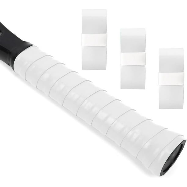 Cinta de agarre para raqueta de bádminton | Paquete de 3 cintas absorbentes de sudor y antideslizantes para raquetas de tenis y deportes | Sobregrip blanco de PU y algodón