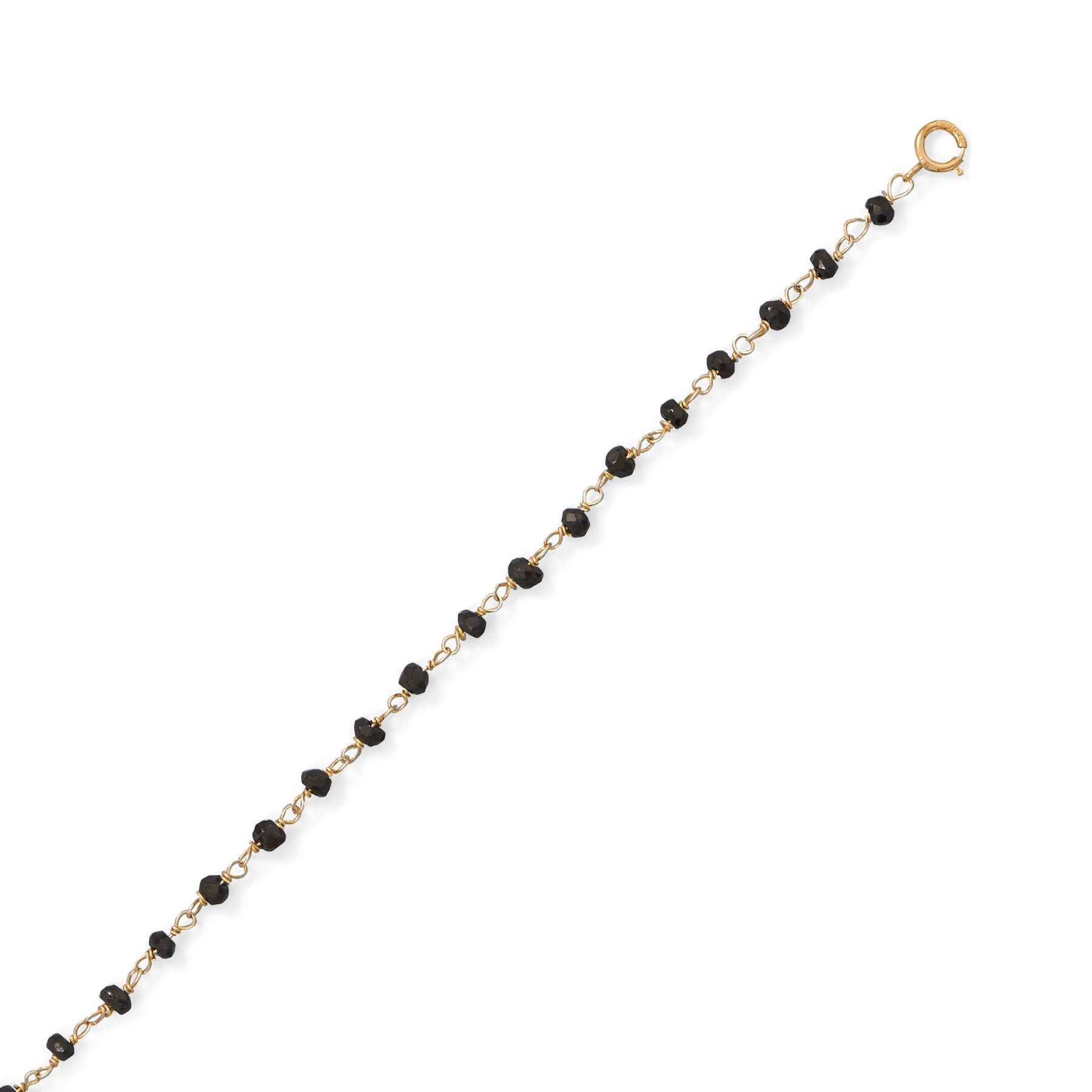 Precious Stars 14K Goldplated Sterling Silver Black Spinel Anklet- 9.5 Inches Long With 1 Inch Extension