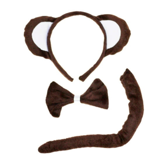 Petitebelle Monkey Headband Bowtie Tail 3pc Costume (Brown, One Size)