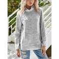 thumbnail image 4 of Sudadera con capucha para mujer, suéter de Color sólido, sudadera de manga larga con cremallera y cuello con cremallera, Top informal holgado Prendas para la parte del cuerpo Marrón claro XXL Guardurnaity AP003716-35, 4 of 6