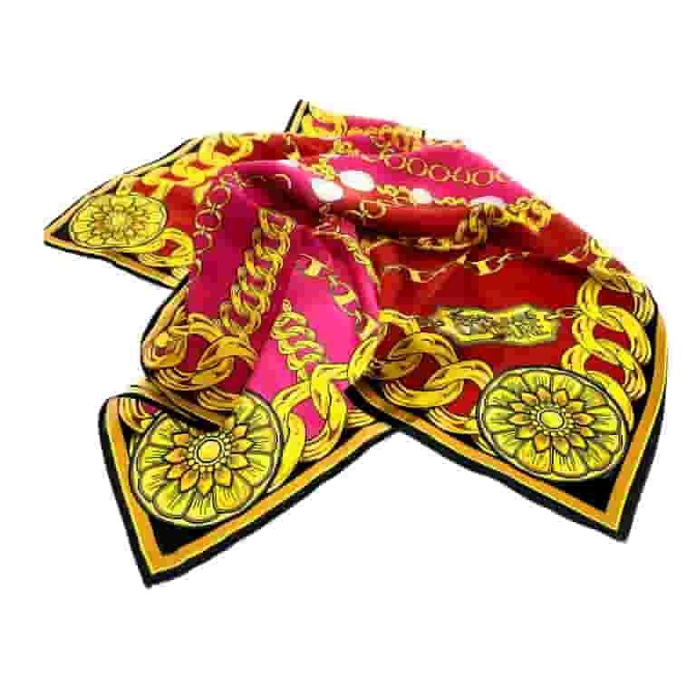 スカーフ Versace Jeans Couture Silk Scarf Versace Jeans Couture Multicolor Chainlink Print Silk Scarf