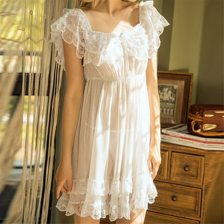 

tobchonp Women Elegant Nightgown Short Sleeve Sleepshirt Lace Satin Vintage Nightdress Pleated Bandeau Pajamas Normal Sleepwear White XXXXXXXL