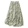 thumbnail image 2 of Summer Clearance Sales kttectoa Trendy Ruffled A-Line Lightweight Flowy Skirt Flowy Skirt Floral Print Skirts Elastic Mid Waist Mid-Length Skirt for Womens Dressy Travel, 2 of 5