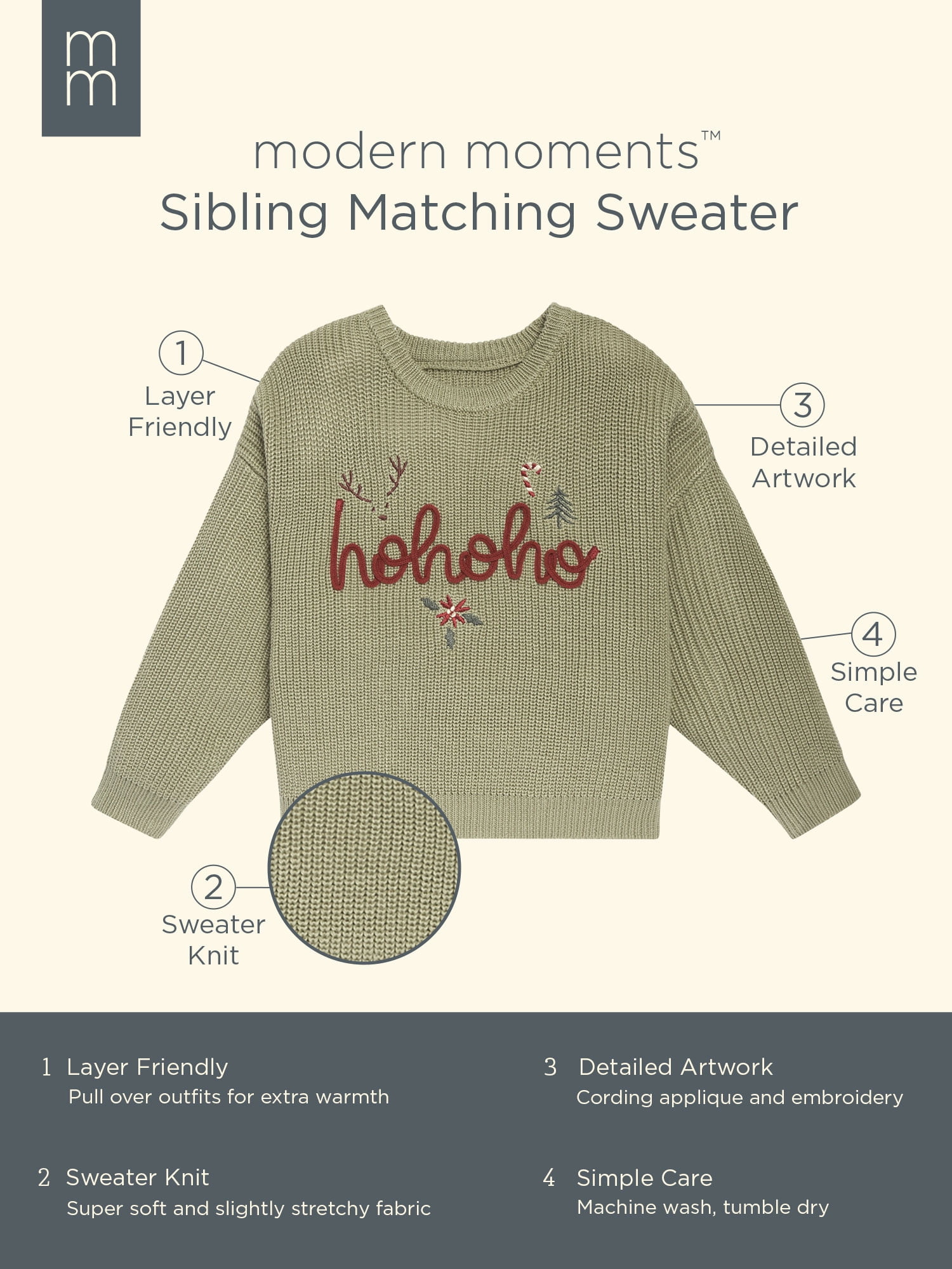 Modern Moments by Gerber Toddler Girl Sibling Matching Sweater, Sizes 12 Months - 5T