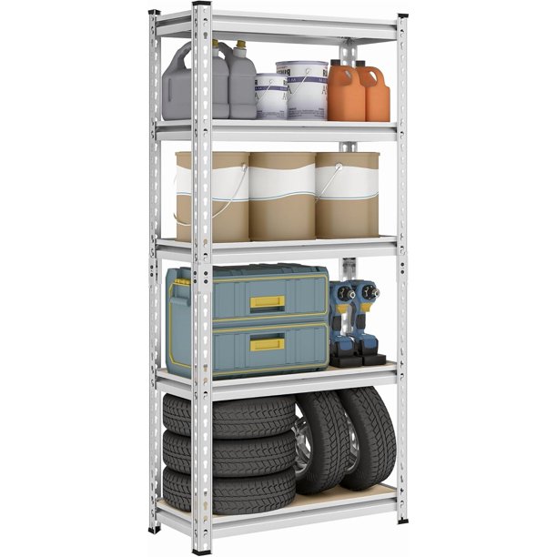 Estantería de Almacenamiento de 5 Niveles, Montaje sin Tornillos, Estantes Ajustables, 45 x 90 x 180 cm, Marrón Rústico y Negro MGLR450BZ02.