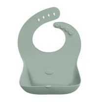 Abiie Ruby Wrapp Silicone Bibs for Babies with Front Pocket - Waterproof Bib - Stain Resistant - Silicone Toddler Bibs (Sage Green)