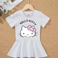thumbnail image 4 of Hello Kitty algodón nuevo vestido de manga corta niños falda con estampado de dibujos animados niñas verano camiseta Top falda de princesa ropa para niños, 4 of 5