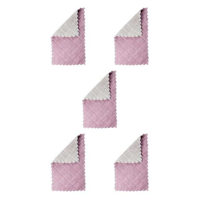 Transemion Dishcloth Cloth Foldable Rag Water-absorbing Dishes Pots Tableware Non-stick Washing Towel House-working Accessory Coffee Purple 5Set