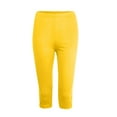 thumbnail image 5 of GEWSEY Women's Lightweight Soft Capri Leggings Crop Leggings 3/4 Stretch Yoga Pants (Yellow, S), 5 of 6