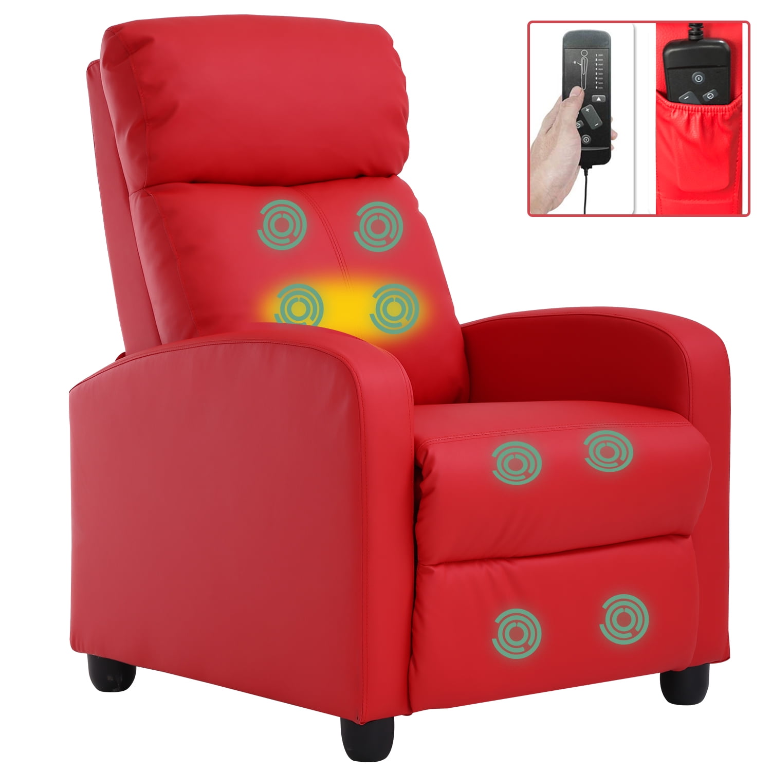 YRLLENSDAN Recliner Chair with Massage, Adjustable PU Leather Sofa for