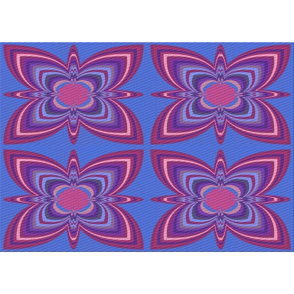 Ahgly Company Indoor Rectangle Patterned Blue Lotus Blue Area Rugs, 5' x 8'