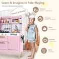 thumbnail image 5 of LINLUX Wooden Kids Play Kitchen, Toy Kitchen Playset For Toddler, Realistic Kitchen Sets Baby, Pink, 5 of 9