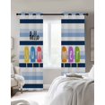 thumbnail image 4 of Hello Summer Blackout Curtains for Bedroom Living Room Darkening Curtains 84 Inch Length 2 Panels Set Watercolor Blue Striped Colorful Ice Cream Window Curtain Window Treatment Grommet Drapes 52"x84", 4 of 9