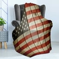 thumbnail image 4 of American Flag Soft Flannel Fleece Throw Blanket, Usa Flag over Vertical Striped Wooden Board Citizen Solidarity Artwork, Cozy Plush for Indoor and Outdoor Use, 60" x 80", Blue Red, by Ambesonne, 4 of 5