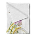 thumbnail image 2 of Vintage Soft Flannel Fleece Throw Blanket, Watercolor Style Effect Bicycle Leaves and Flowers in the Basket Pattern, Cozy Plush for Indoor and Outdoor Use, 50" x 70", White and Yellow, by Ambesonne, 2 of 5
