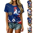 thumbnail image 2 of Women’s France Soccer Jersey, Camiseta De Francia, French Rooster Flag Print Short Sleeve Fan Football Tee, Slim Fit Breathable Casual Game Day T-Shirt Plus for Adult Ladies, 2 of 13