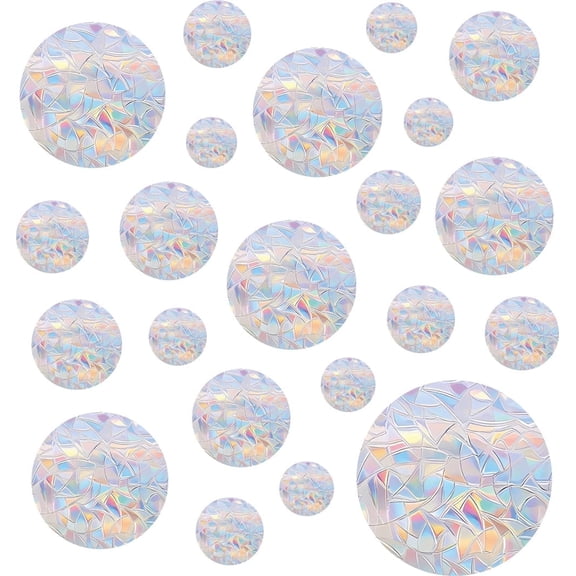 Tutuviw 52Pcs Circle Window Clings Rainbow Stickers Anti-Collision Window Decals to Save Birds from Window Collisions Non Adhesive Prismatic Vinyl for Glass Window
