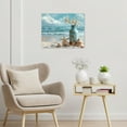 thumbnail image 2 of Beach Picture Canvas Wall Art Decor Starfish Seashell and White Lily in Jar on Seaside Print Wall Art with Framed Ready to Hang for Living Room Bedroom Office Wall Decor Home Decoration,16x12inch, 2 of 5