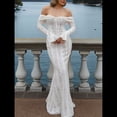 thumbnail image 4 of Vestido Elegante de Encaje con Hombros Descubiertos y Mangas Acampanadas para Mujer, Vestido de Fiesta de Boda con Corte Sirena Transparente de . L, 4 of 10
