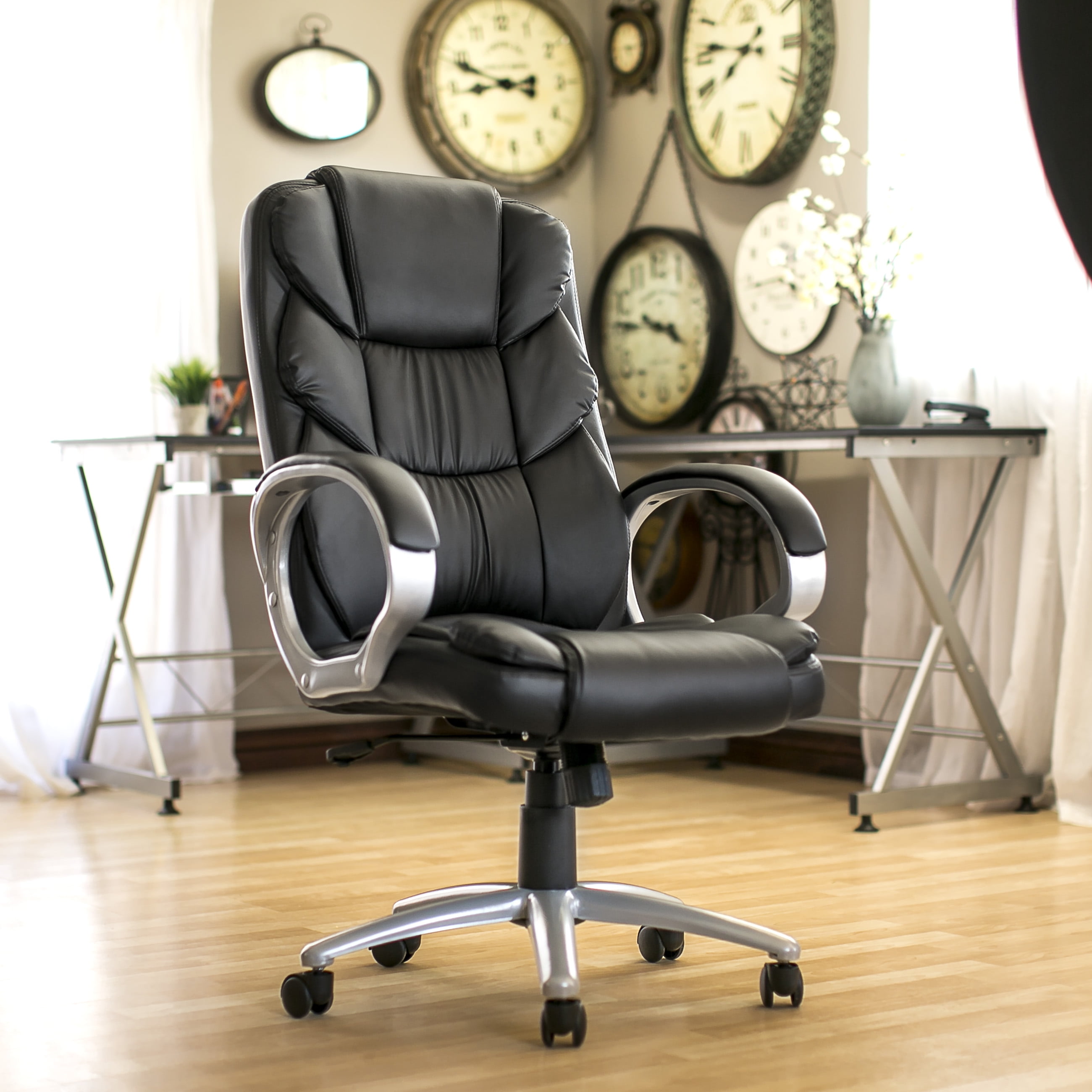 Ergonomic Pu Leather High Back Office Chair Black