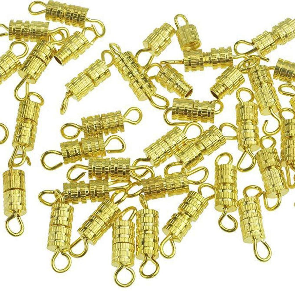 Set 25 50 or 100 Silver or Gold Plated Brass Barrel Screw Clasps 12 or 15 mm 