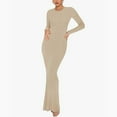 thumbnail image 2 of hotojiny Womens Maxi Dresses Slim Long Sleeve Bodycon Dress Casual Elegant Crewneck Club Party Pencil Dresses, 2 of 7