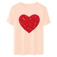 thumbnail image 4 of mihongmao Valentine Tops Women Casual Round Neck Short-sleeved Christmas Tree Printed T-shirt Beige L, 4 of 6
