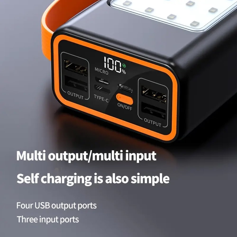 Hotpom 66W Fast Power Bank, 39800mAh Portable Charger, with LED display, hanging rope and built in camping light Portable Charger, Outdoor Emergency Backup Battery, Compatible with iPhone, Samsung.