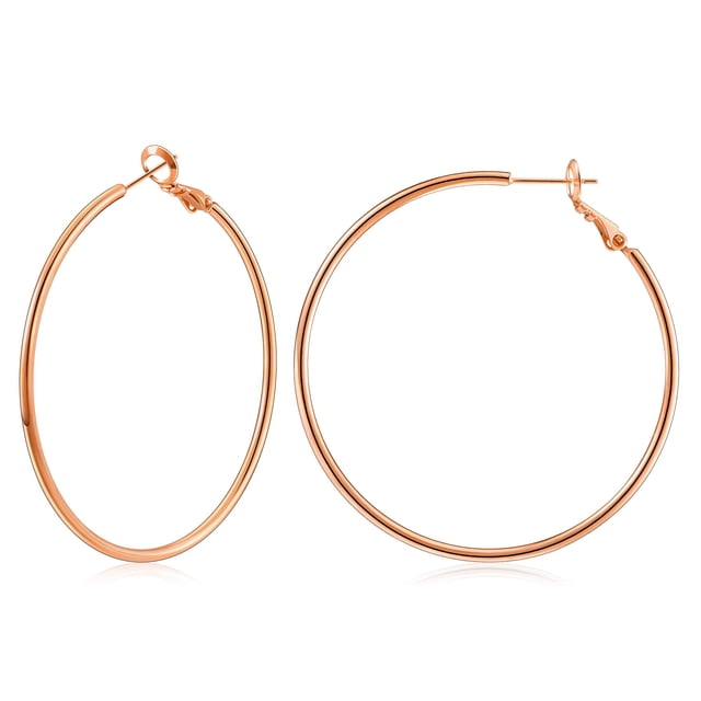 Pendientes de aro Gacimy, grandes, chapados en oro rosa de 14 quilates, 50 mm, para mujer