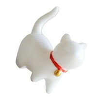 6.5 Inch White Porcelain Cat Figurine for Home Decor, Desktop Decoration, and Ornament