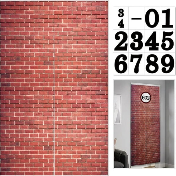 49.2x78.7in Red Brick Wall Texture Door Curtain for Room Doorway