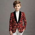 thumbnail image 2 of Lkhaha Toddler Boys Jackets Sequin Suit Floral Print Lapel Long Sleeve One Button Party Formal Blazer Trendy Jackets, 2 of 9