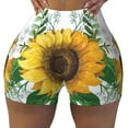 thumbnail image 2 of Daiia Sunflowers (2) Pattern Women's Workout Shorts Biker Shorts - High Waisted Workout Spandex Tummy Control Gym Running Yoga Shorts-Medium, 2 of 8
