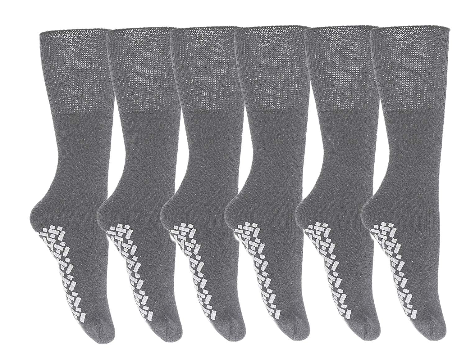 Gilbin Mens Diabetic Non Skid Hospital Slipper Socks, 6 Pairs, Size 10