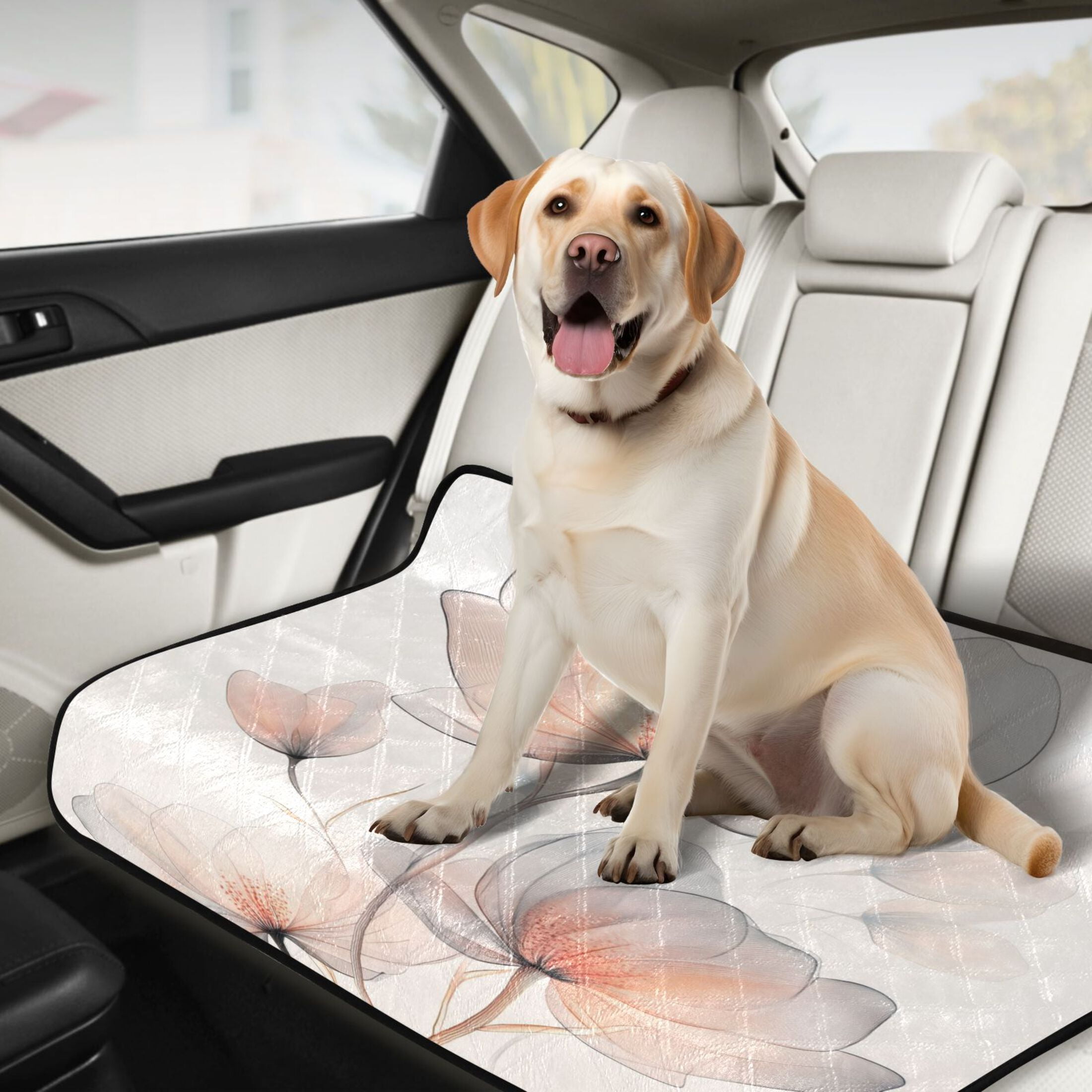 Qxltty Illustration Of Translucent Flowers Cat litter Pads Pet Set of 3 Diaper Mats Center Anti-leakage Layer Absorbent Soft and Comfortable