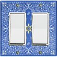 thumbnail image 1 of Metal Light Switch Plate Cover Blue Floral Bandana Paisley Tile Pattern TIL045, 1 of 13