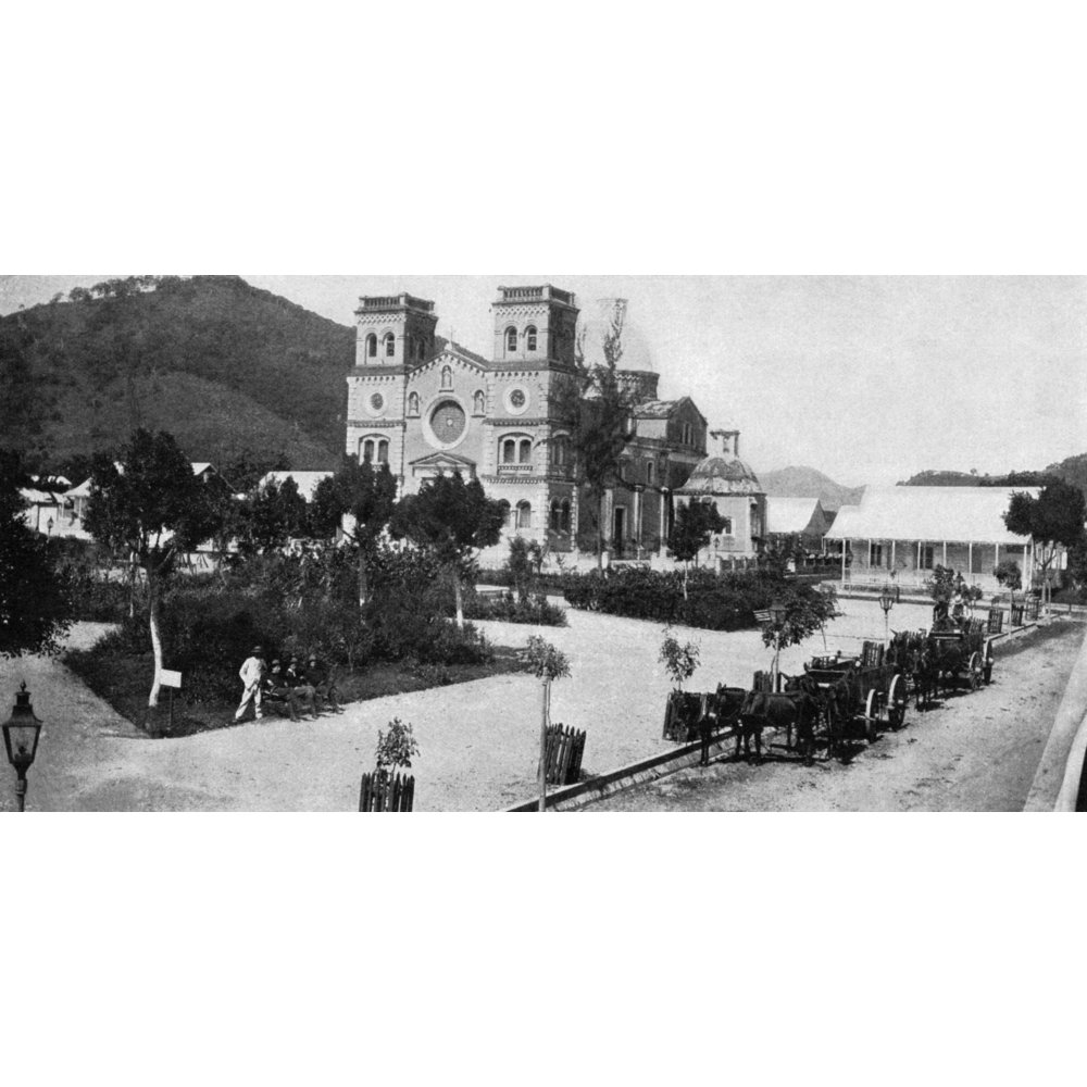 Puerto Rico Guayama 1898 Nthe Plaza And Cathedral At Guayama Puerto Rico Photograph 1898 Rolled