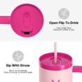 thumbnail image 2 of 40oz GEDUX Tumbler with Handle, 2-in-1 Leak Proof Lid (Straw/Flip), Insulated Water Bottle, Stainless Steel Tumbler with Non-Slip Silicone, Wide Mouth Travel Mug Cupholder Friendly, Rose Mix, 2 of 7