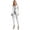 Silver, variant on TiaoBug Women's Shiny Liquid Full Body Suits Round Neck Unitard Back Zipper Catsuit Stage Costume Silver M