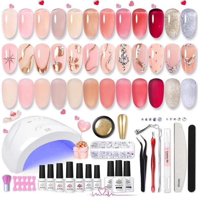 Kit de esmaltes de uñas Born Pretty Jelly Gel de 12 colores con lámpara UV
