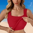 thumbnail image 5 of Aoiroe Women Built-in Bra Tank Tops Sleeveless Casual Shirts Racerback Ribbed Fitted Tank Tops Red L, 5 of 9