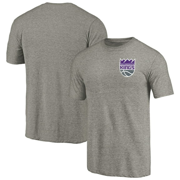 Men's Gray Sacramento Kings Primary Logo Left Chest Distressed Tri-Blend T-Shirt