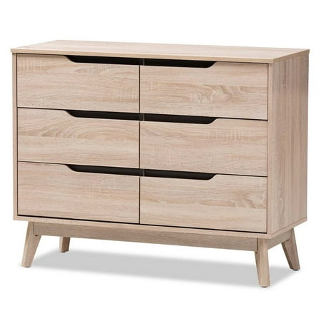 Hawthorne Collection 6 Drawer Wood Double Dresser In Light Brown