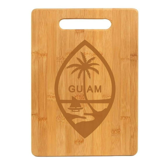 Bamboo Wood Cutting Board Guam Crest