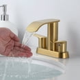 thumbnail image 2 of WOWOW Waterfall Bathroom Sink Faucet,Gold Two Handles Bathroom Faucet with Metal Pop up Sink Drain Stopper, 2 or 3 Holes Bathroom Basin Lavatory Mixer Tap with Deck Mount Plate, 2 of 7