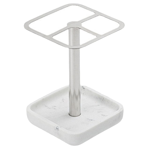 WORGEOUS Soporte de cepillo de dientes de baño Cepillo de maquillaje Soporte de acero inoxidable Base de resina Rack de almacenamiento de pasta de dientes