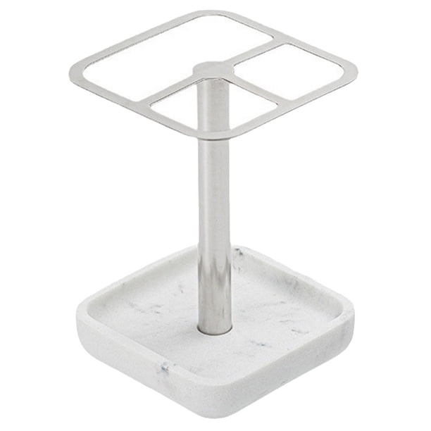 WORGEOUS Soporte de cepillo de dientes de baño Cepillo de maquillaje Soporte de acero inoxidable Base de resina Rack de almacenamiento de pasta de dientes